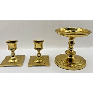 Vintage Brass Candlesticks Holders Mixed Lot Of 3 Various Size and Bases